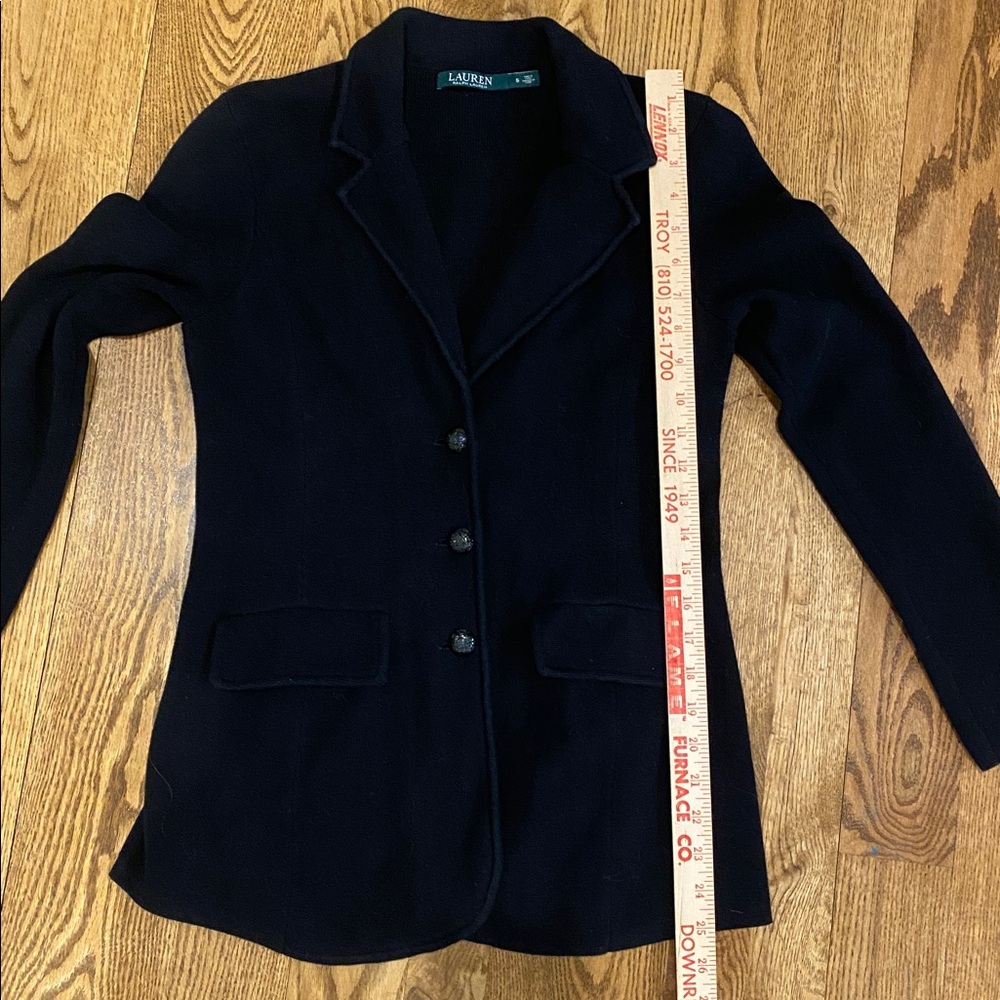 Lauren Ralph Lauren combed cotton blazer black dark Academia Preppycore small - Picture 11 of 16